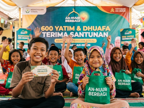Pancarkan Kebahagiaan, 600 Yatim dan Dhuafa Terima Santunan "An-Nuur Berbagi"